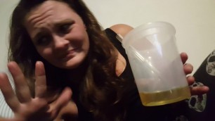 Submissive Slut Drinking Piss through Straw - Shelby Hates when it's Strong