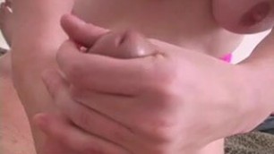 Handjob and titjob from cute amateur blonde 1