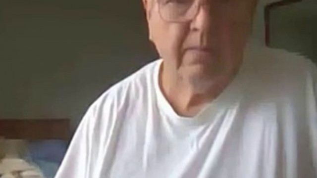 old man jerking his big dick