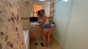Amateur Real Home Movie with Backstage - Naughty MILF getting Ready to Fuck her Ass