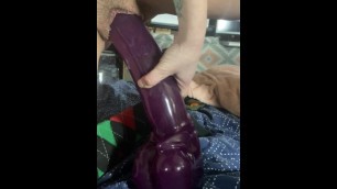 DawlFace Queefing Pussy Gets Gaped by Huge Dildo and Fisted
